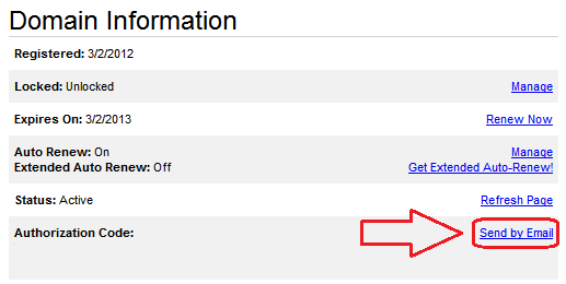 domains authcode Transferring Domain from Godaddy