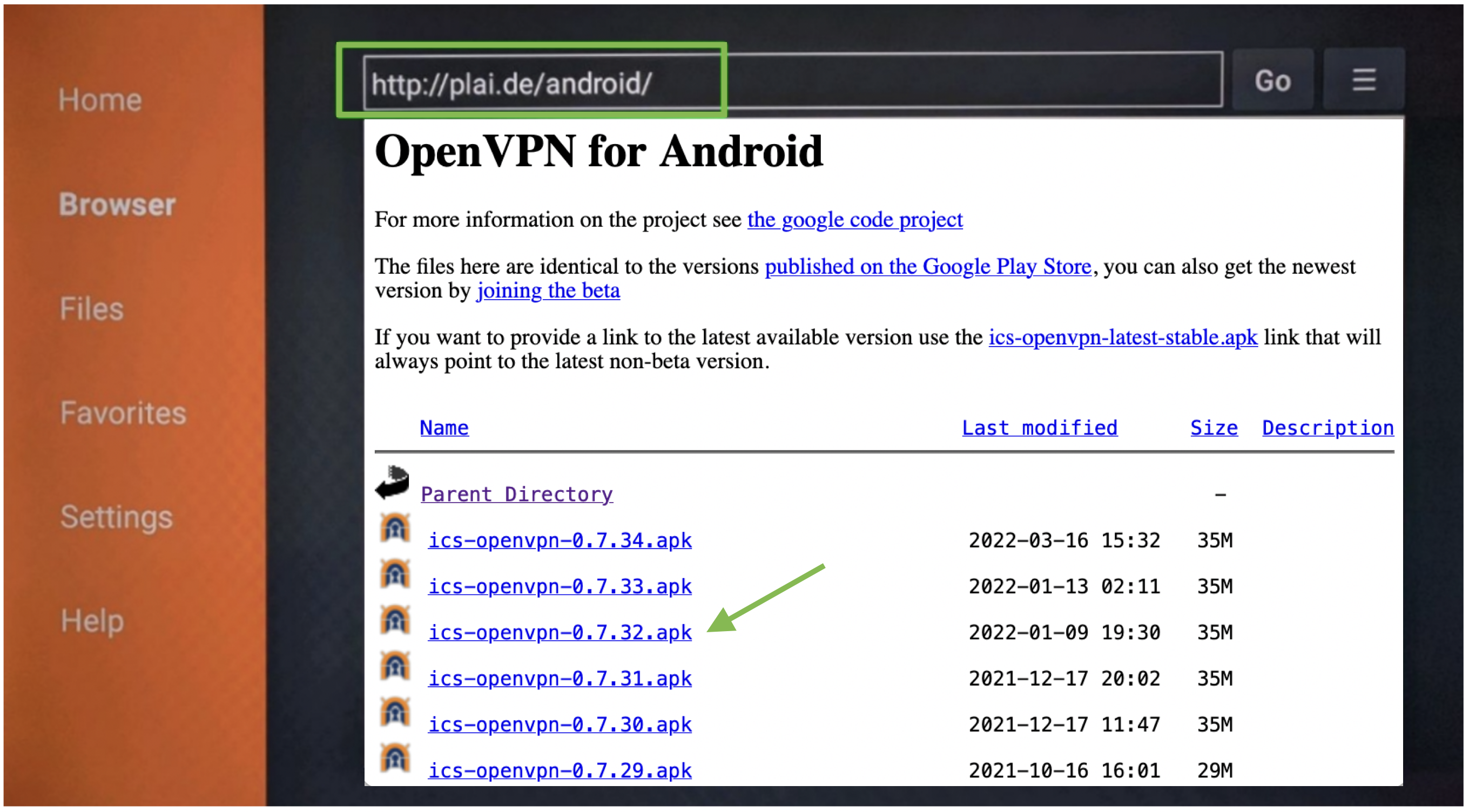 Screenshot of downloading the OpenVPN app for Fire TV