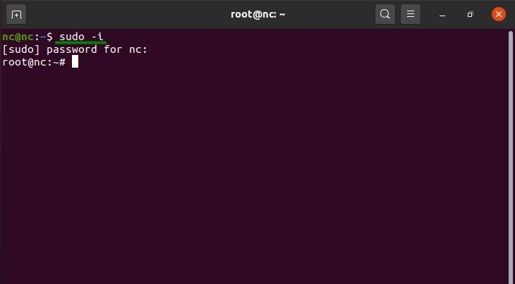 Example of the Command Line screen in Linux