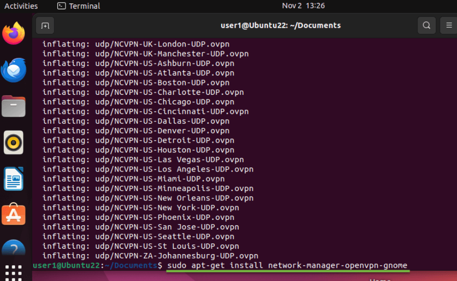 A step in the process of installing FastVPN on Linux Ubuntu 18 is shown.