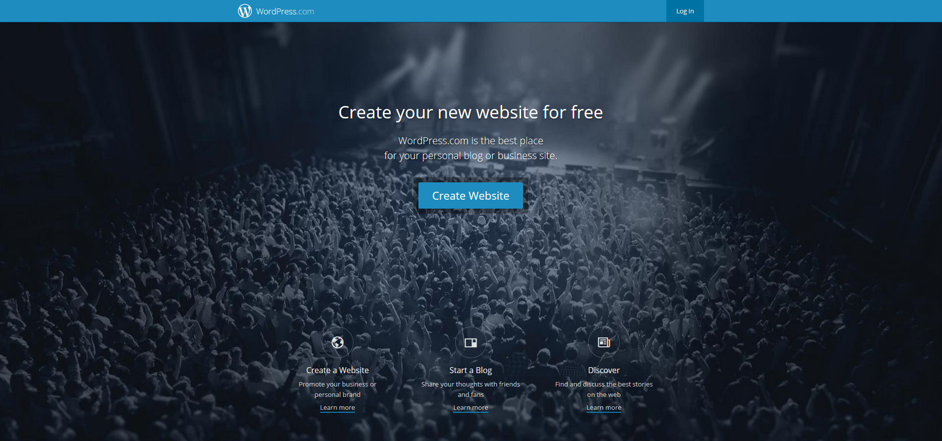 The home screen of WordPress.com