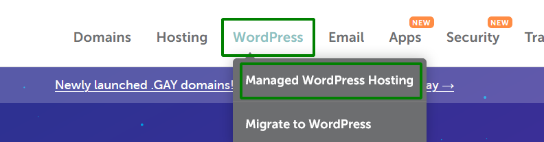 The Namecheap website navigation is shown with Managed WordPress Hosting highlighted.