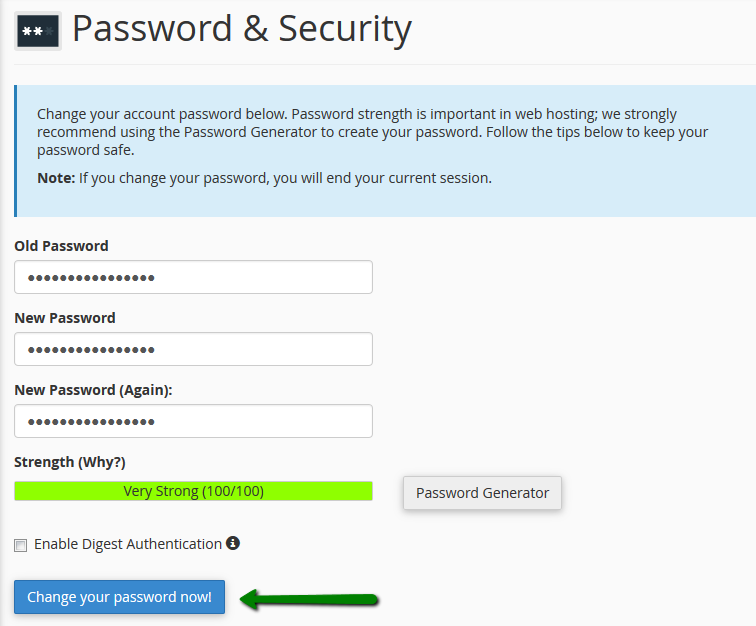 How to change the Cpanel password | Gotmyhost