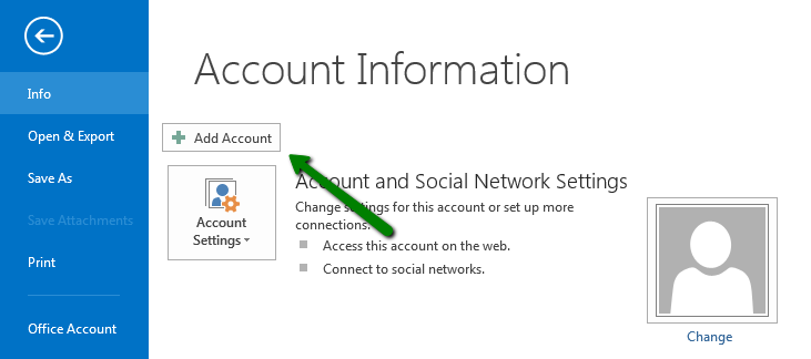 recommended account settings for outlook 2013