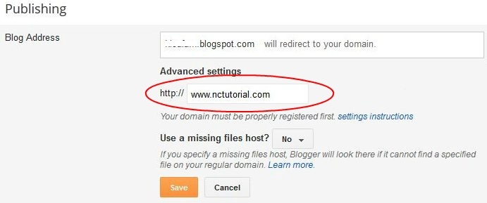 adding custom domain to blogger/blogspot step 3
