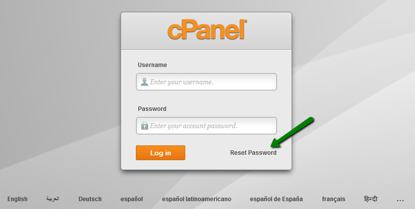 cpanel password reset