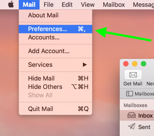 screenshot of mac mail preferences