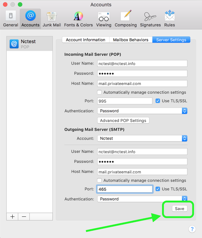 Setup mac sierra for outgoing mail server