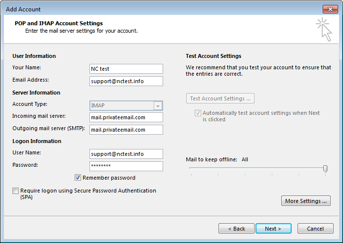 gmail incoming mail server imap outlook 2007