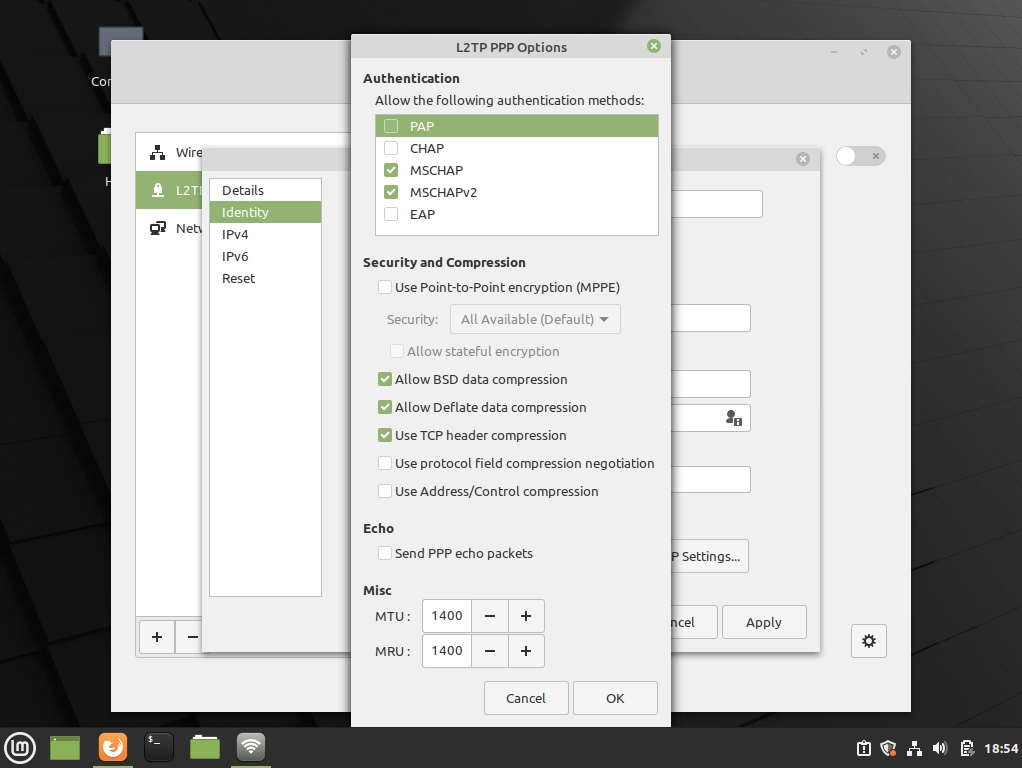 Сбой подключения vpn linux mint