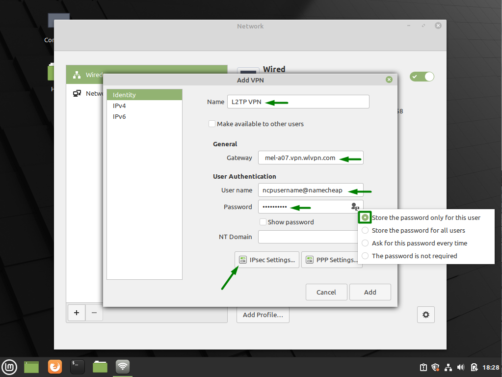 Сбой подключения vpn linux mint