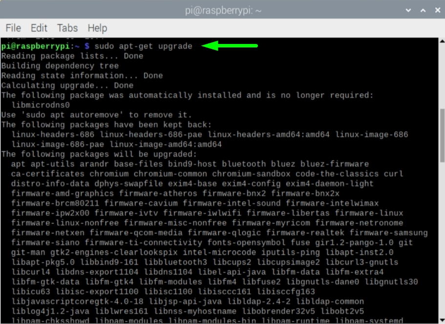 raspberry pi sudo apt get update all