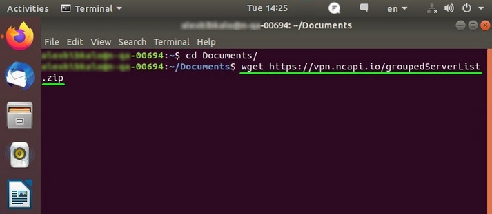 A screenshot of the Linux Ubuntu 18 Terminal window with the VPN client installation process in progress.