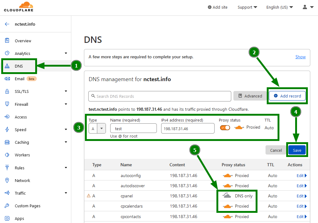 Noordoosten Eigenlijk getrouwd How to set up DNS records for your domain in Cloudflare account - Hosting -  Namecheap.com