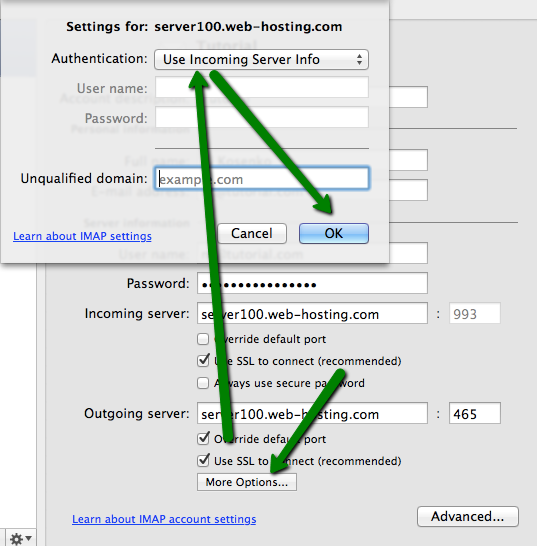 1and1 outlook settings for mac