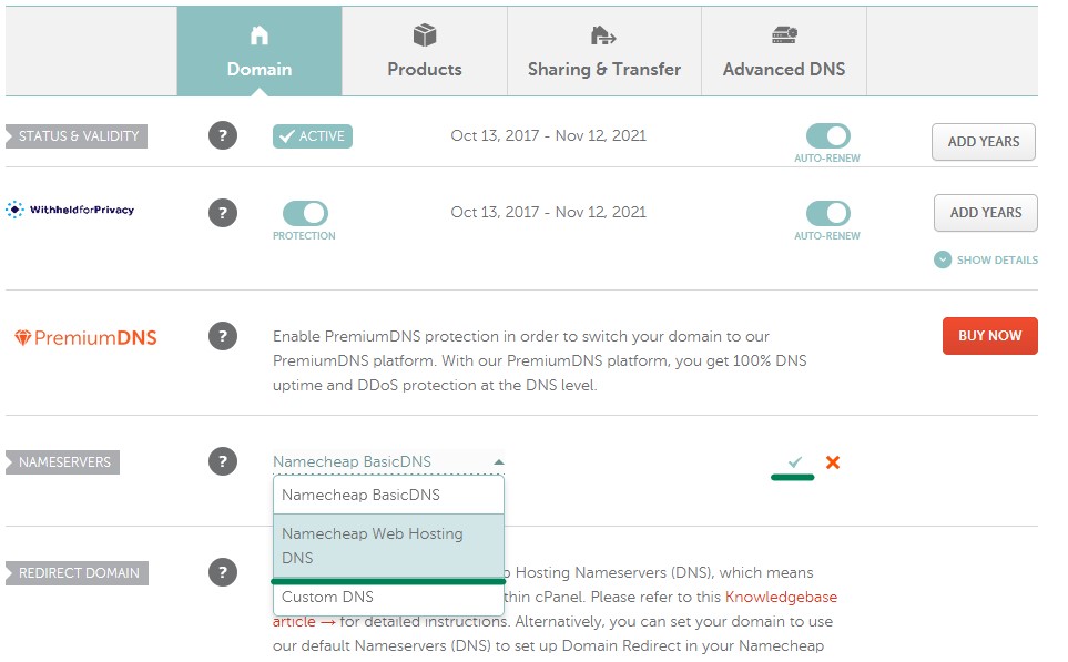 Nameserver setup for Shared packages - Hosting - Namecheap.com