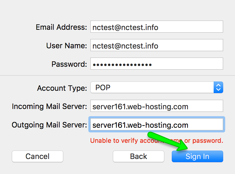 cPanel email account setup in MacMail OS X El Capitan (SMTP/POP3) .