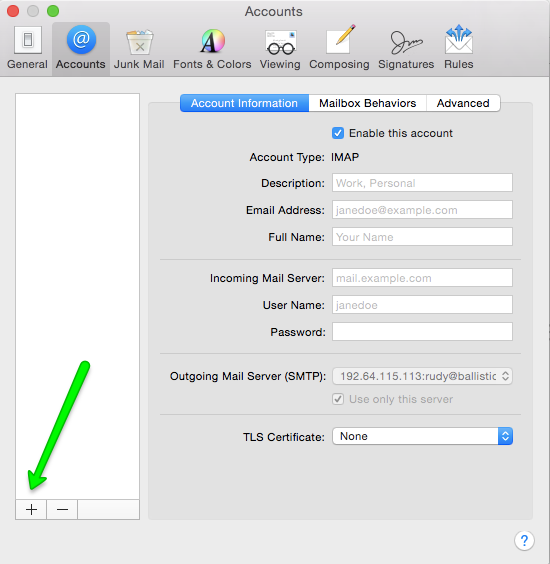 mac mail server settings outgoing