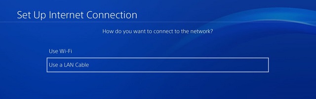 ps4 setup internet connection