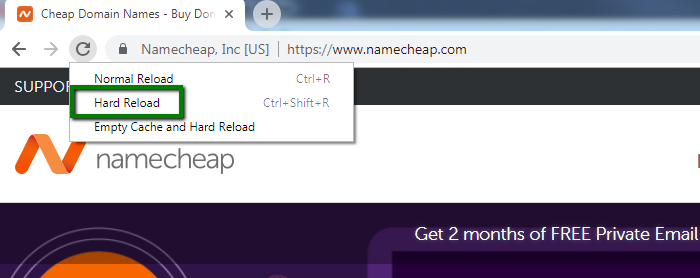 hard reload in chrome