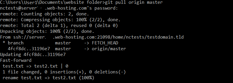 git pull origin master not merging