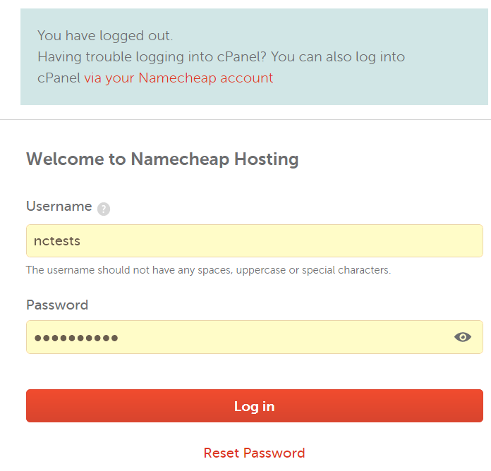 cpanel namecheap