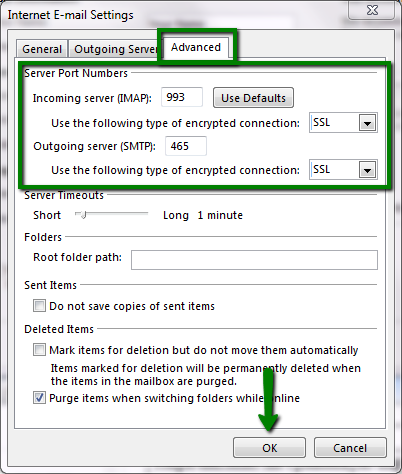 how do you get advanced email settings for outlook 2016