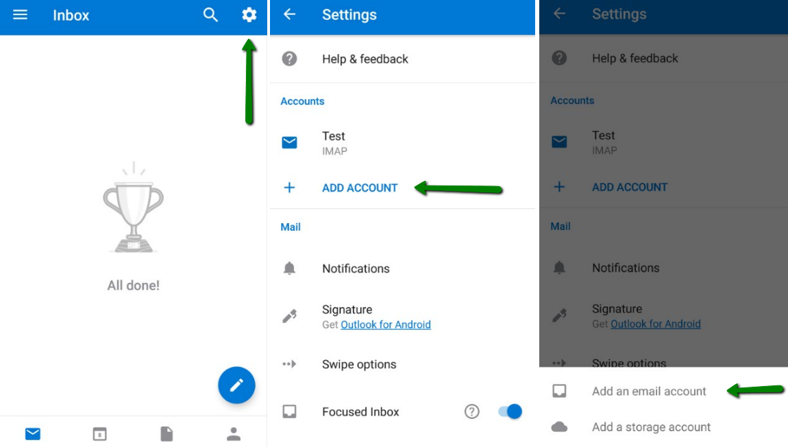 check outlook private server email on android