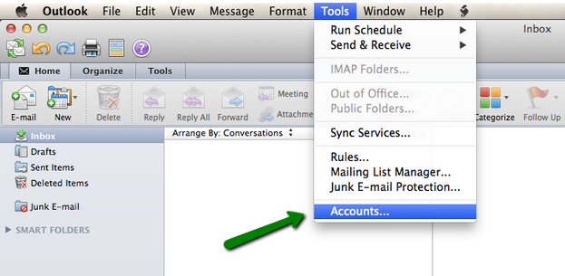 delete outlook account mac