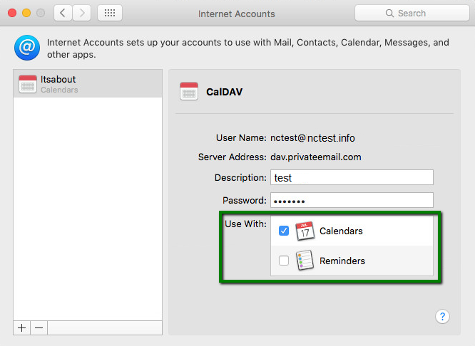 caldav synchronizer and mac mail server