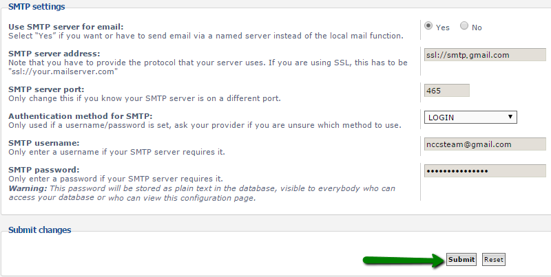 using forms to go to send via smtp