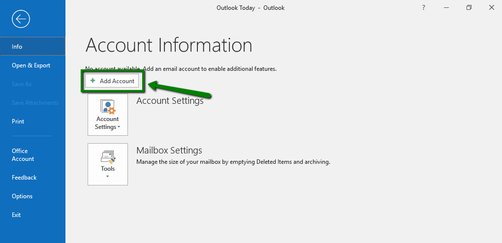setting up new email address for outlook