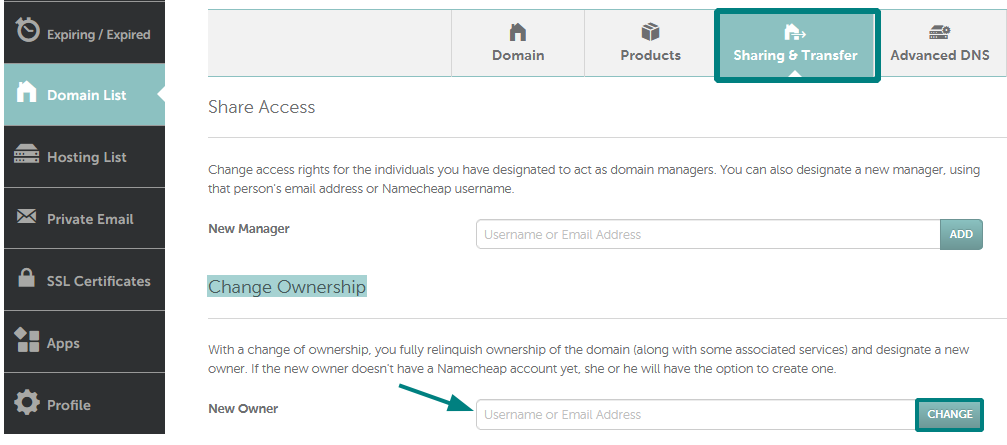 Transfer a Domain to