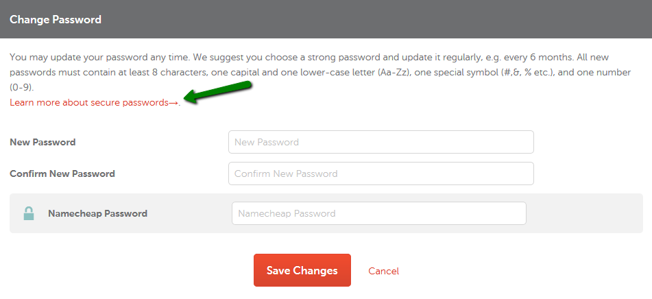 Log into namecheap