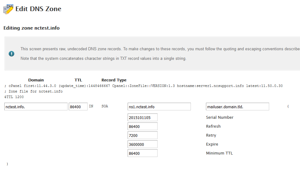 Just host name servers information