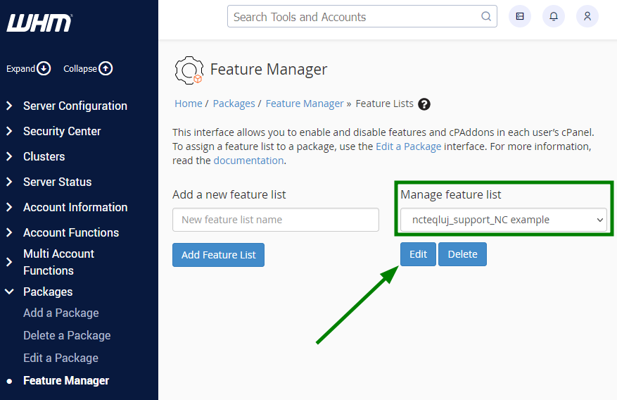 How to manage features in WHM - Hosting - Namecheap.com