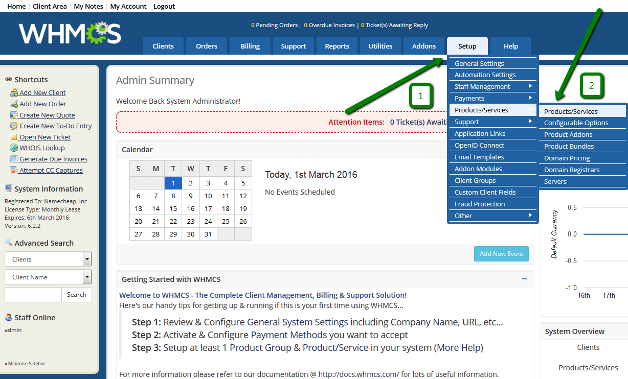 cpanel shortcuts domains_addons whmcs