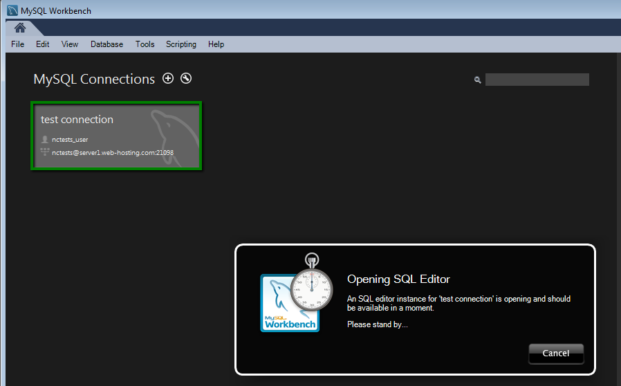 connect to plesk mysql database workbench