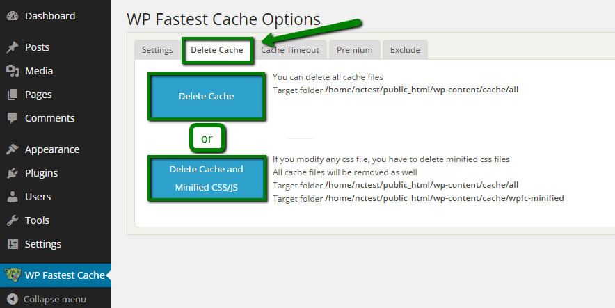 can i delete caches from my cpanel